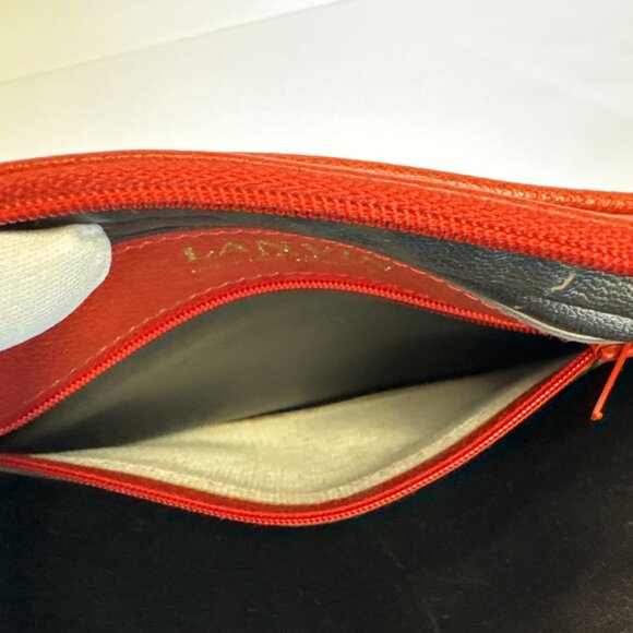 Lanvin Paris Red Leather Crossbody Bag With Black & White Trim - Picture 9 of 12